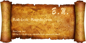 Babics Magdolna névjegykártya